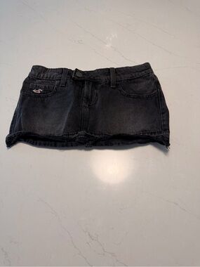 Hollister Black Washed Denim Mini Skirt